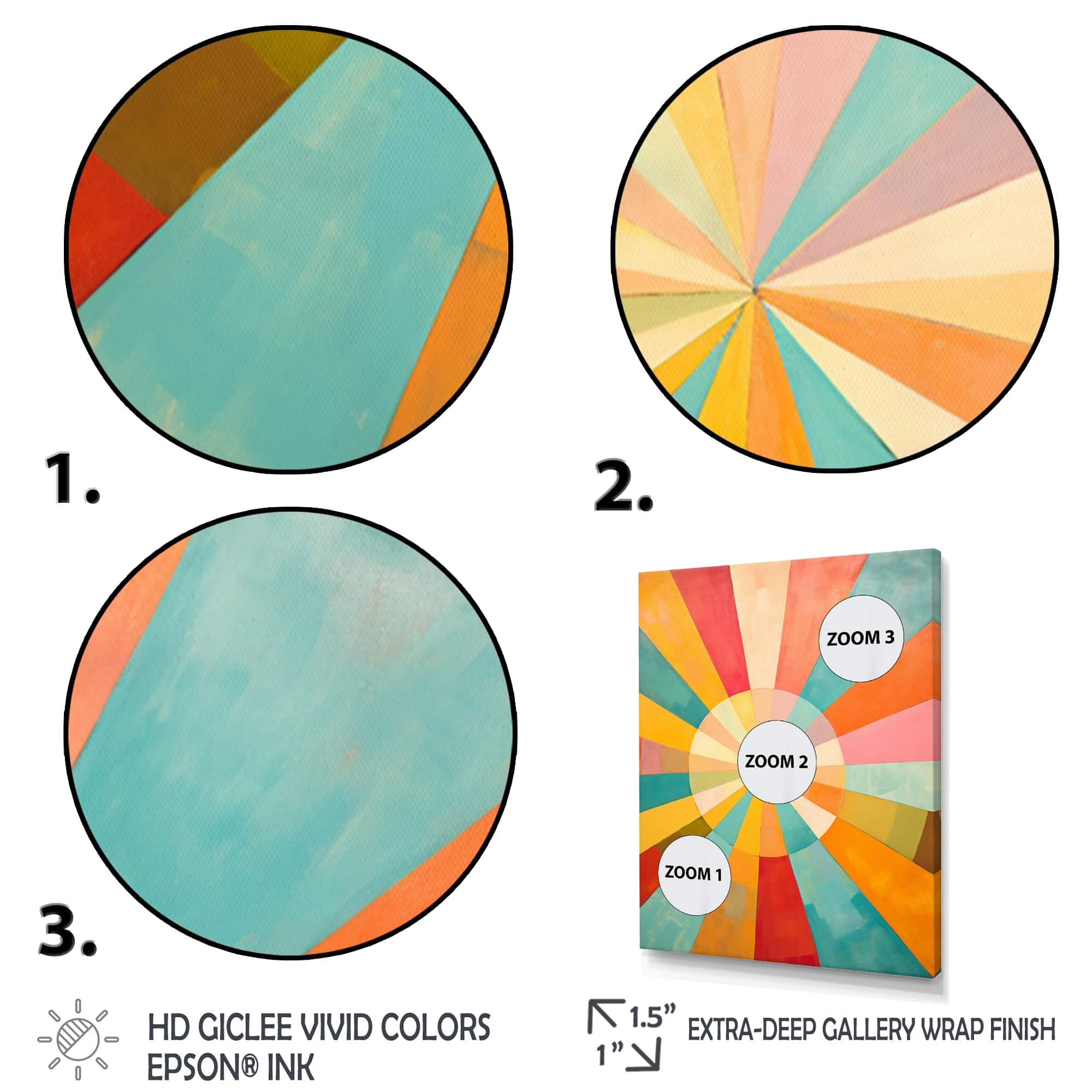 Designart "Colorful Mid Century Optical Serenade II" Midcentury Framed